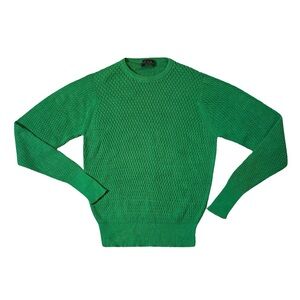 Sulka mens S Small green cotton crewneck pullover luxury sweater EUC